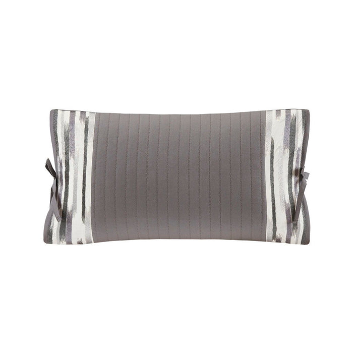 Hanae - Embroidered Oblong Decorative Pillow - Gray - Simple Home Plus