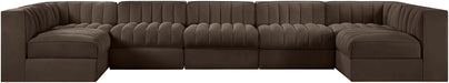 Rummi - Velvet Performance Fabric Upholstered 7 Piece Modular Sectional (With 2 Corner Chairs) - Simple Home Plus