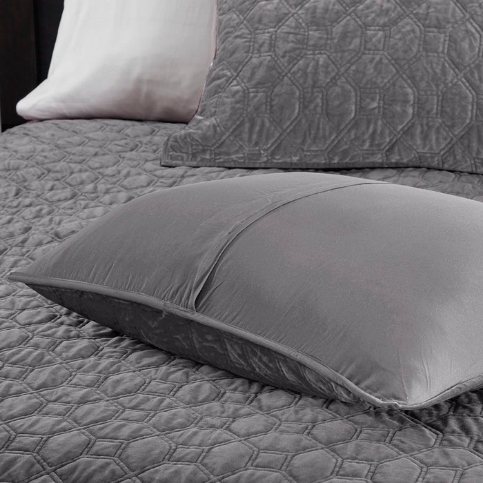 Harper - Reversible 3 Piece Coverlet Set - Gray - Simple Home Plus