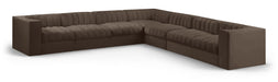 Rummi - Symmetrical Velvet Performance Fabric Upholstered 7 Piece Modular Sectional (With 3 Corner Chairs) - Simple Home Plus