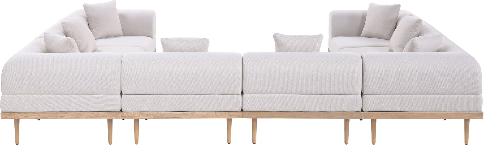 Laguna - 8 Piece Resilient Water Resistant Fabric 142" Upholstered Outdoor Patio Modular Sectional - Simple Home Plus