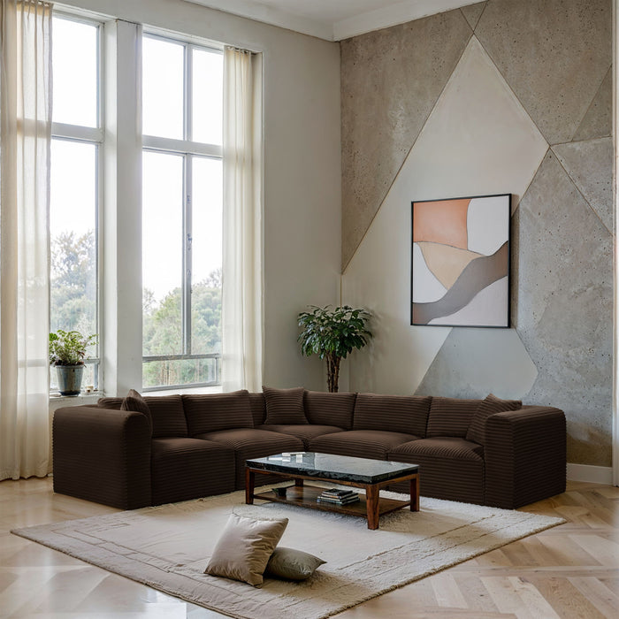 Shaggy - 5 Piece Modular Corner Sectional - Simple Home Plus