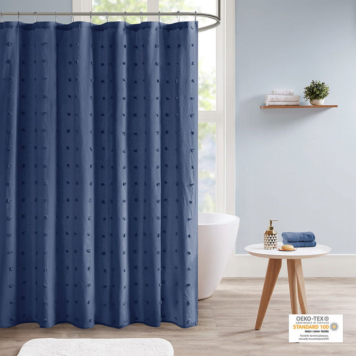 Brooklyn - Pom Pom Shower Curtain - Indigo Blue - Simple Home Plus