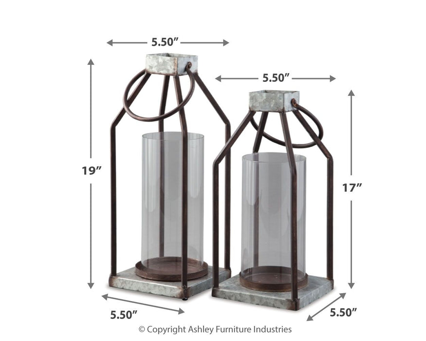 Diedrick - Gray / Black - Lantern Set (Set of 2) - Simple Home Plus