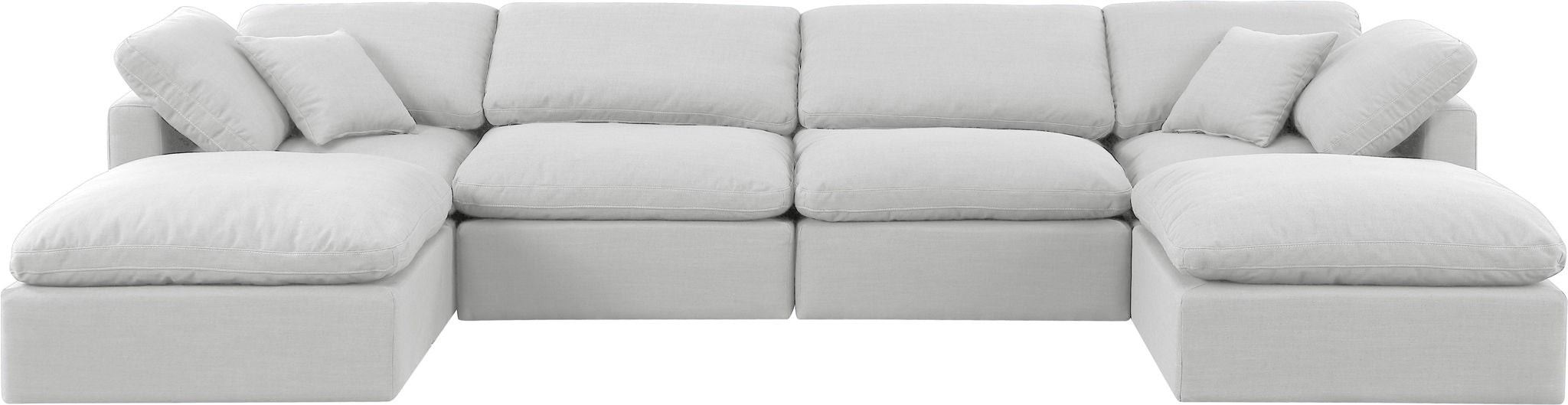 Indulge - Linen 6 Piece Modular Double Chaise Sectional - White - Simple Home Plus
