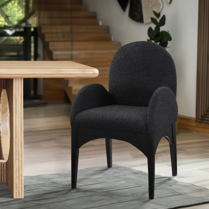 Waldorf - Boucle Dining Arm Chair With Black Legs - Simple Home Plus