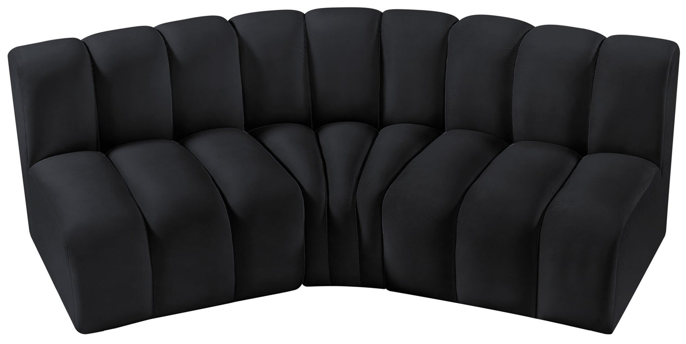 Arc - Velvet 3 Piece Modular Corner Sofa - Simple Home Plus