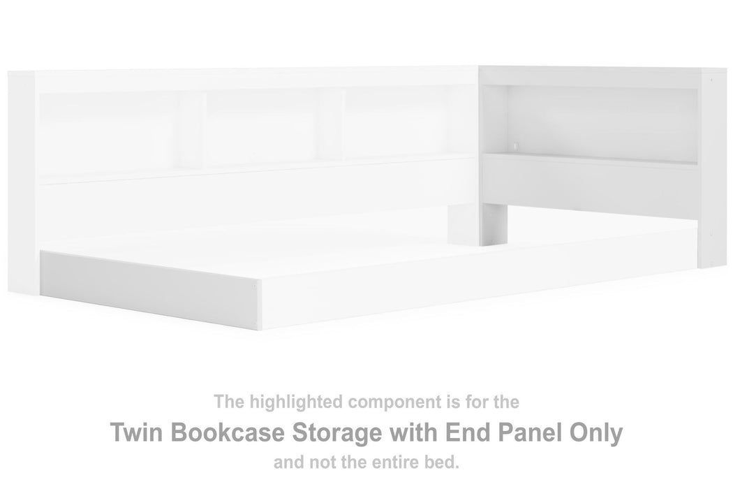 Piperton - T Bookcase Storage w/End Panel - White - Simple Home Plus