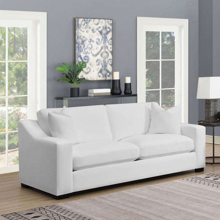 Ashlyn - Upholstered Sloped Arm Sofa - White - Simple Home Plus
