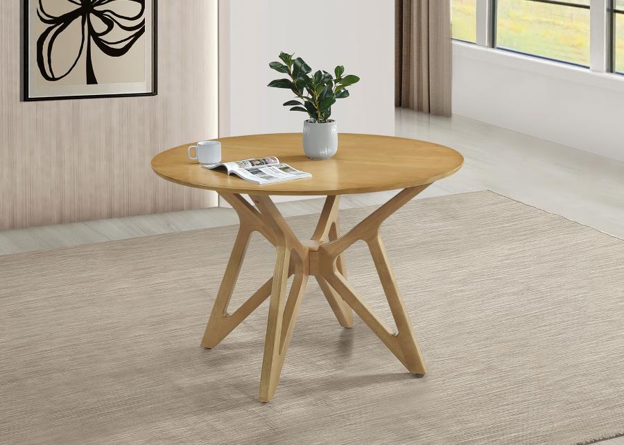 Elowen - Round Solid Wood Dining Table - Light Walnut - Simple Home Plus