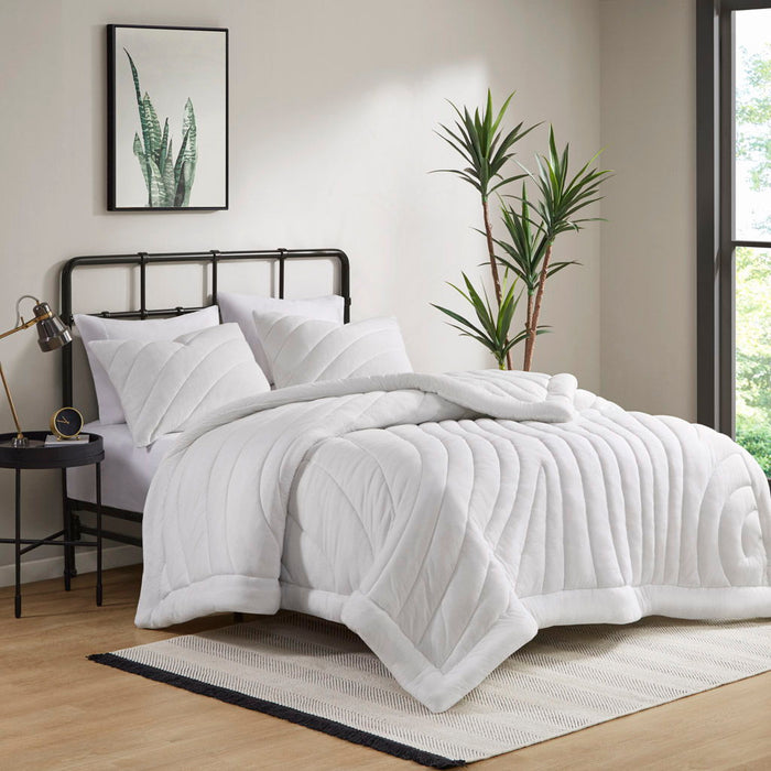 Juniper - Poly Jersey Puffy Comforter Set - White - Simple Home Plus