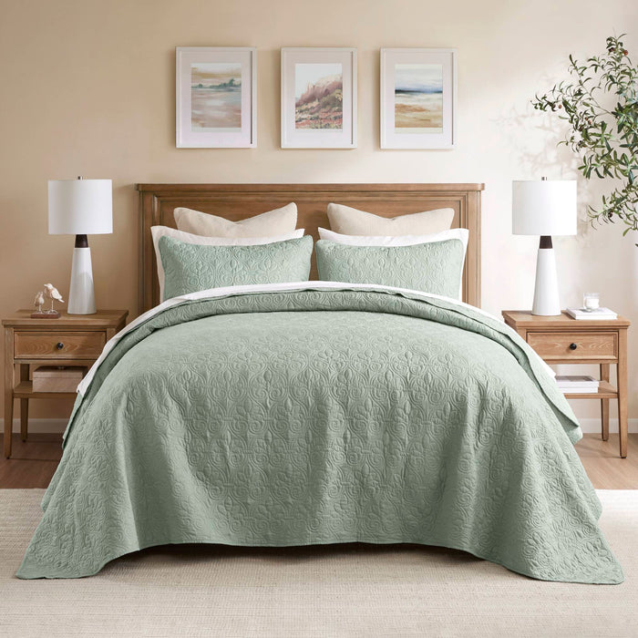 Quebec - Reversible Bedspread Set - Seafoam - Simple Home Plus