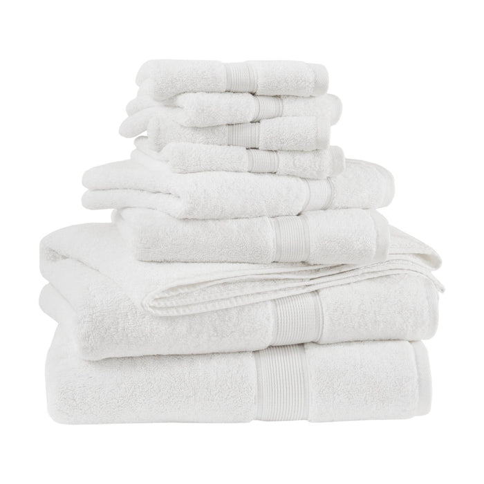 800GSM - 8 Piece Antimicrobial Towel Set - White - Simple Home Plus