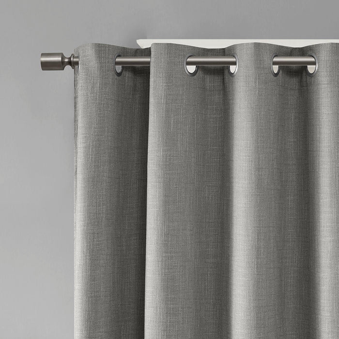 Maya - Printed Heathered Blackout Grommet Top Curtain Panel - Gray