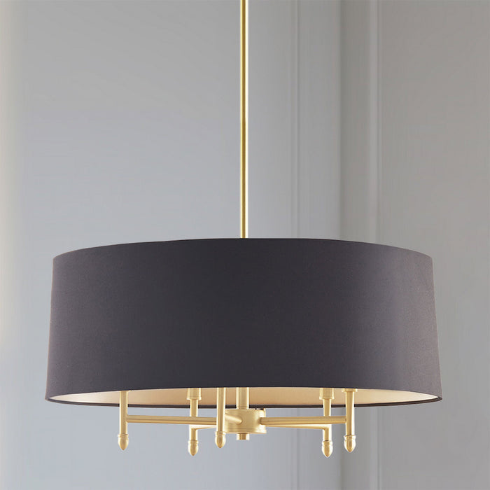 Presidio - 5-Light Black Drum Shade Chandelier - Gold / Black - Simple Home Plus