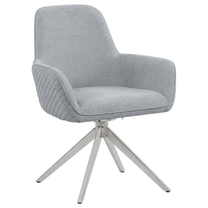 Abby - Fabric Upholstered Swivel Dining Arm Chair - Light Gray - Simple Home Plus