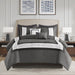 Powell - 8 Piece Queen Embroidered Comforter Set - Dark Gray - Simple Home Plus