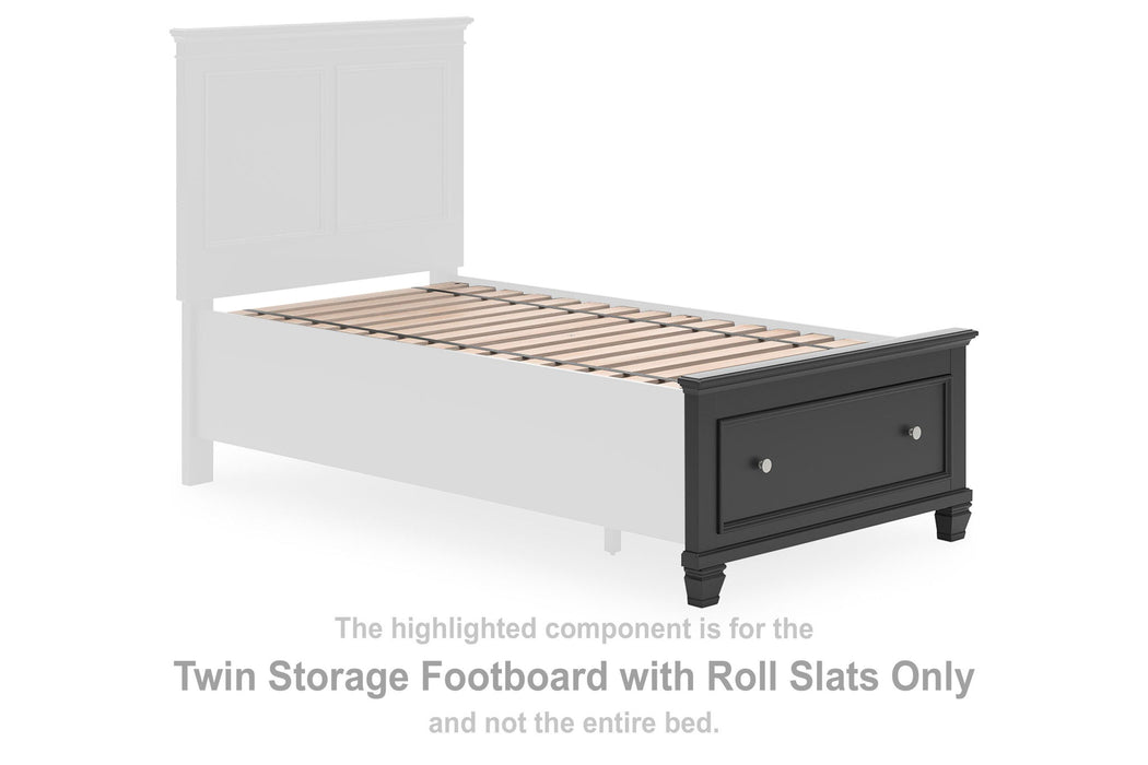 Lanolee - Twin Storage Footboard With Roll Slats - Black - Simple Home Plus