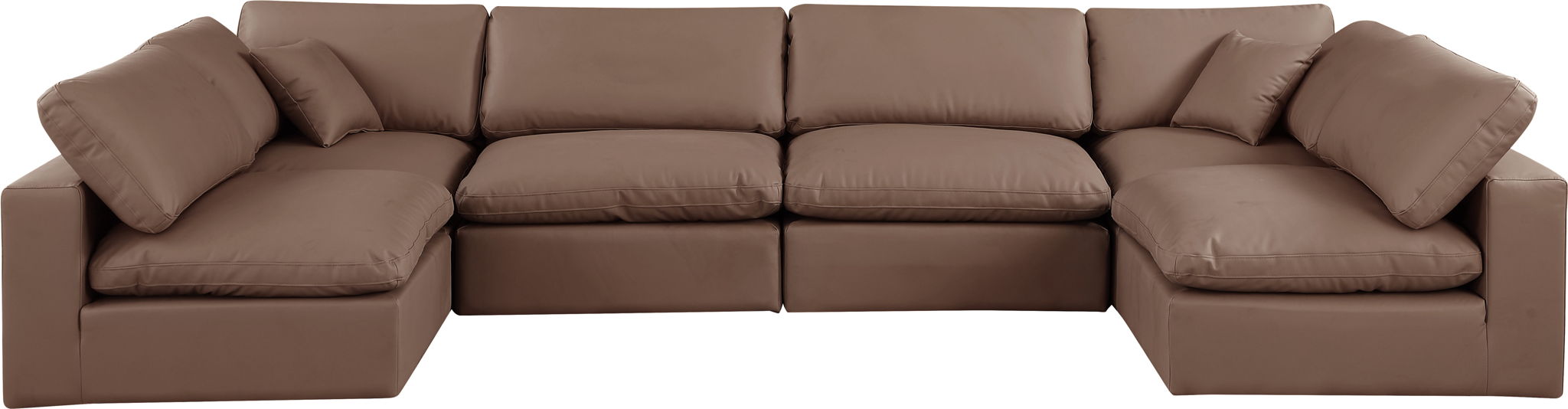 Comfy - 6 Piece Faux Leather Modular Armless Sectional - Simple Home Plus