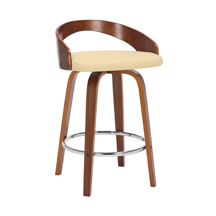 Sonia - 26" Counter Height Swivel Bar Stool - Walnut Wood - Simple Home Plus