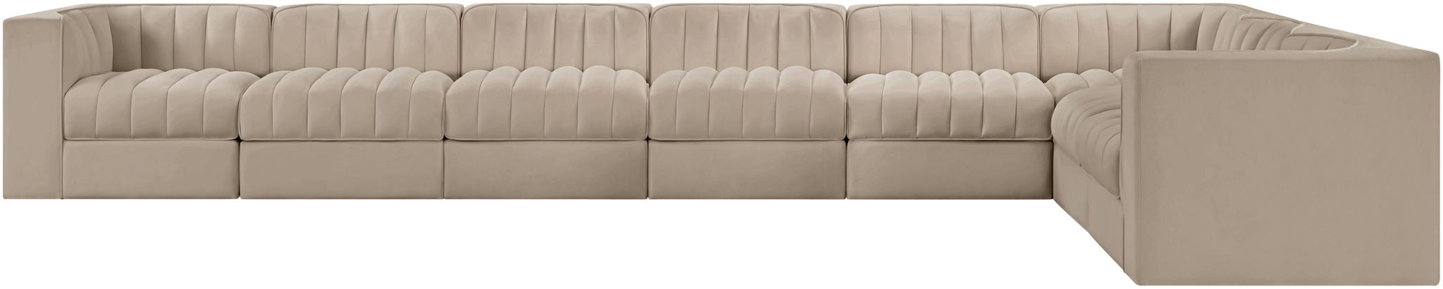 Rummi - Velvet Performance Fabric Upholstered 8 Piece Modular Sectional (With 3 Corner Chairs) - Simple Home Plus