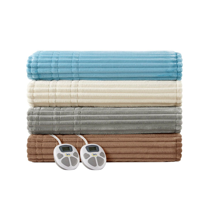 Corded Plush - King Heated Blanket - Brown - Simple Home Plus