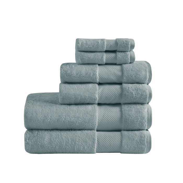 Turkish - 6 Piece Bath Towel Set - Blue - Simple Home Plus