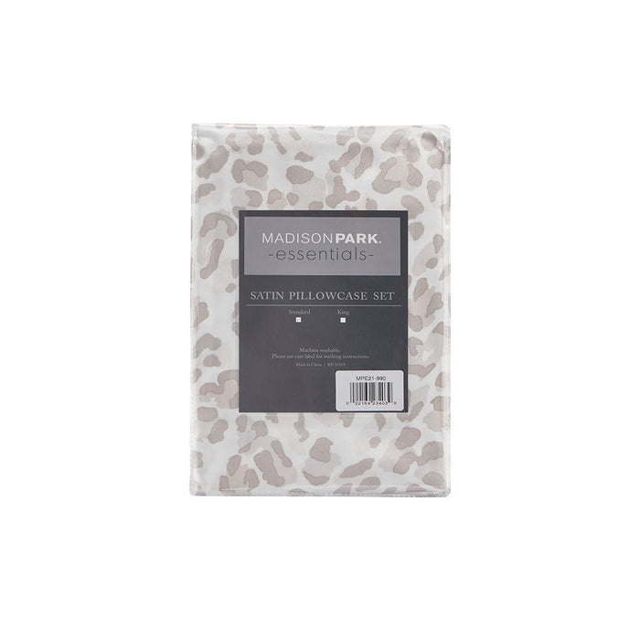 Satin - Luxury 2 Piece Pillowcases - Taupe Leopard - Simple Home Plus