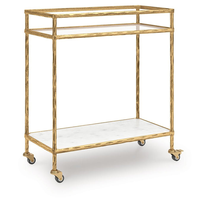 Plattfield - Bar Cart - Antique Gold Finish - Simple Home Plus