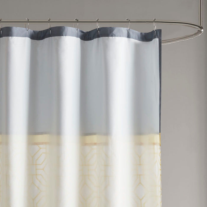 Donnell - Embroidered And Pieced Shower Curtain - Yellow / Gray - Simple Home Plus