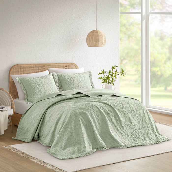 Willow - 3 Piece Queen Bedspread Set - Sage - Simple Home Plus