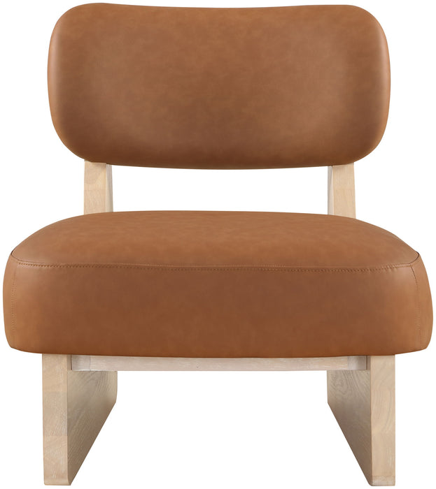 Vetra - Vegan Leather Upholstered Accent Chair With Natural Base - Simple Home Plus