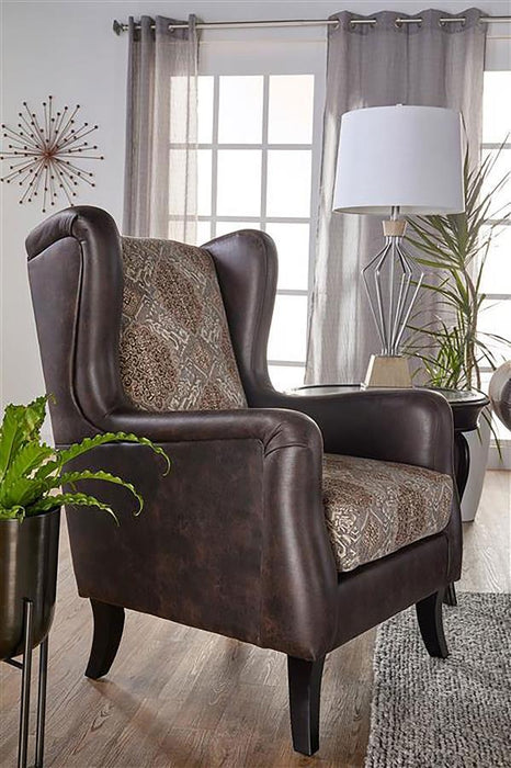 Elmbrook - Upholstered Wingback Accent Club Chair - Brown - Simple Home Plus
