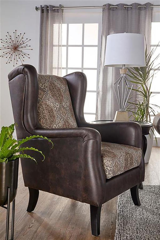 Elmbrook - Upholstered Wingback Accent Club Chair - Brown - Simple Home Plus