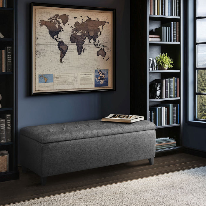 Shandra - Tufted Top Soft Close Storage Bench - Charcoal - Simple Home Plus