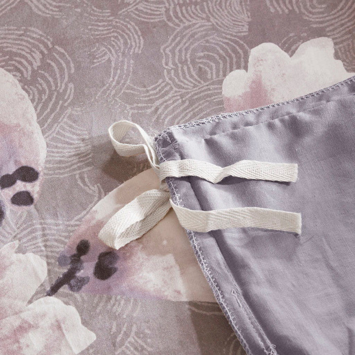 Sakura Blossom - King 3 Piece Sateen Printed Duvet Cover Set - Lilac - Simple Home Plus