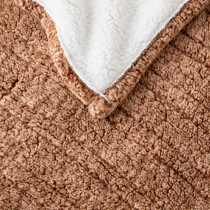 Marbled Sherpa - Heated Throw - Brown - Simple Home Plus