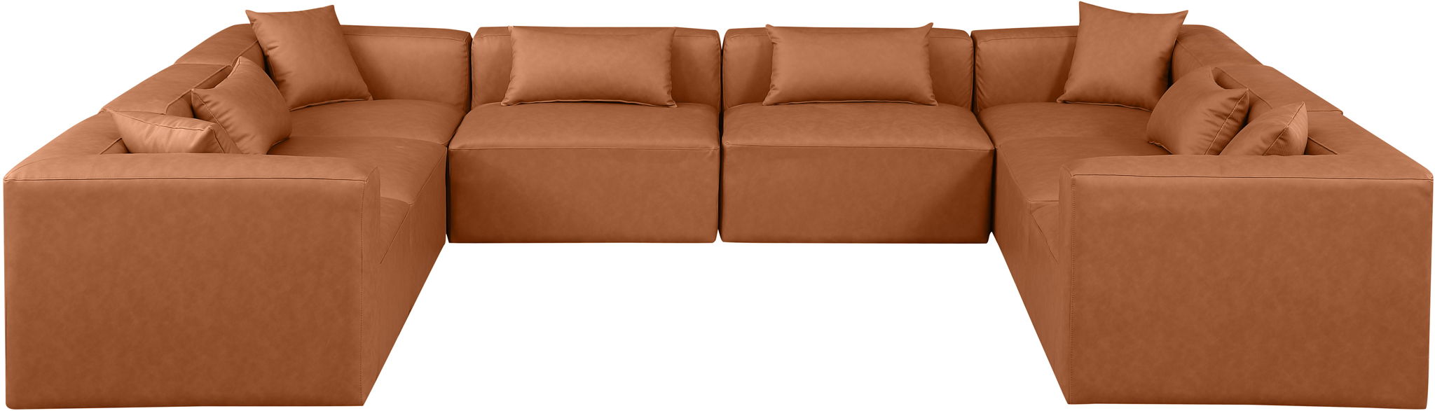 Cube - 8 Piece Modular Sectional - Cognac - Simple Home Plus