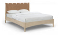 Santos - Vegan Leather Headboard And Wood Bed - Waxed Natural Frame - Simple Home Plus