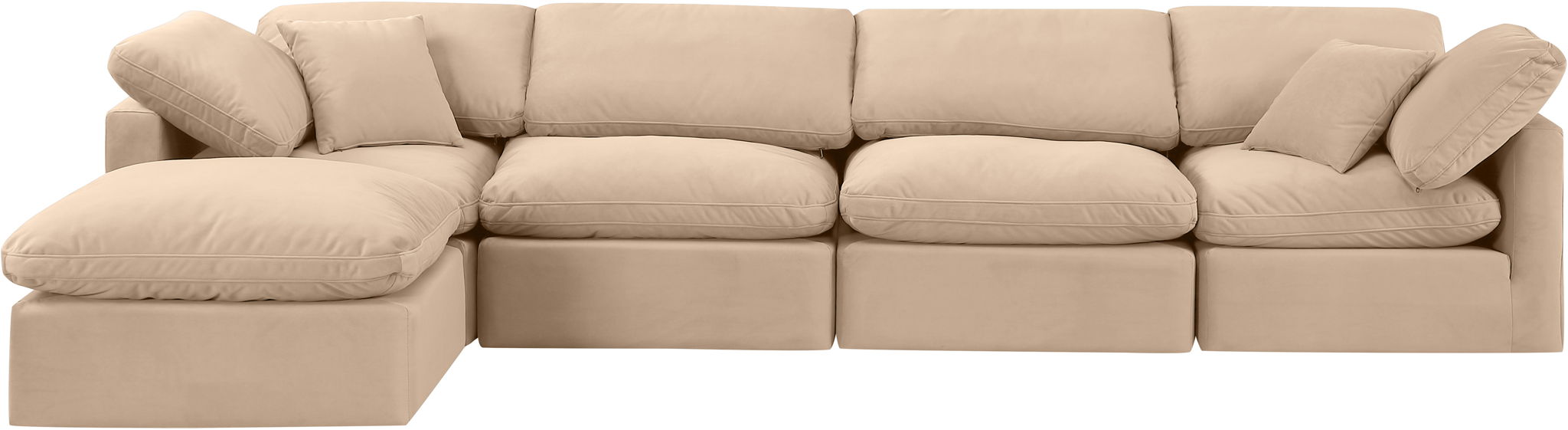Indulge - Velvet 5 Piece Modular Sectional With Chaise - Simple Home Plus