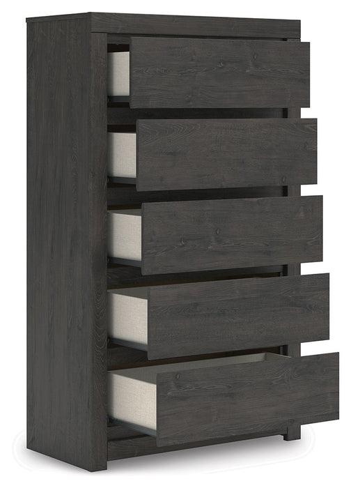Fraluna - Charcoal - Five Drawer Chest - Simple Home Plus