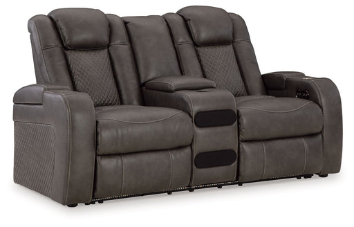 Fyne-dyme - Power Reclining Loveseat With Console/Adj Hdrst - Simple Home Plus