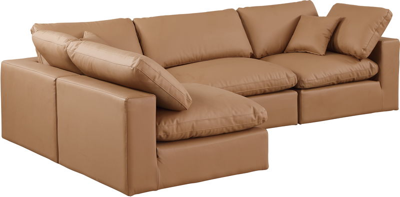 Comfy - 4 Piece Faux Leather Modular Armless Sectional