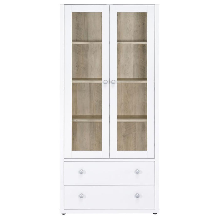 Hawthorne - 4-Shelf Glass Door Tall Cabinet With Drawers - Simple Home Plus