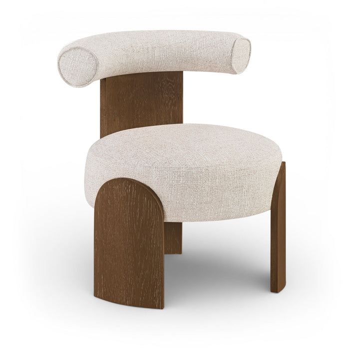 Calder - Linen Textured Fabric Upholstered Accent Chair - Painted Brown Base - Simple Home Plus