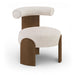 Calder - Linen Textured Fabric Upholstered Accent Chair - Painted Brown Base - Simple Home Plus