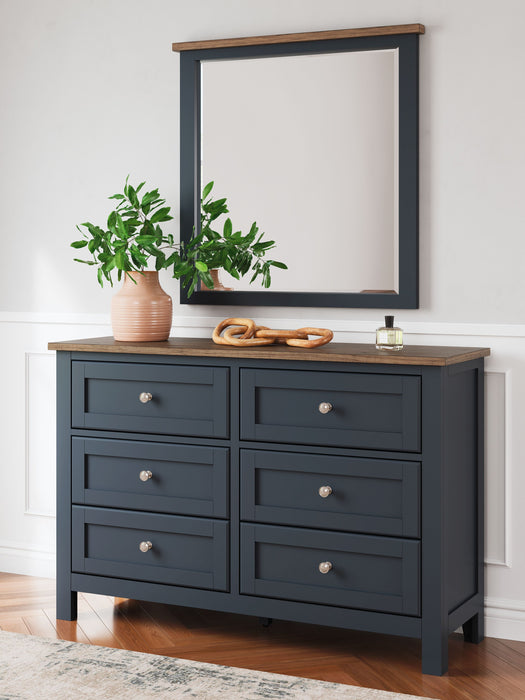 Landocken - Brown / Blue - Dresser and Mirror - Simple Home Plus