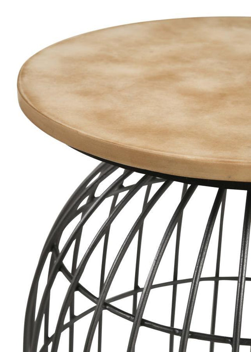 Bernardo - Round Wire Frame Side Table - Natural And Gunmetal - Simple Home Plus