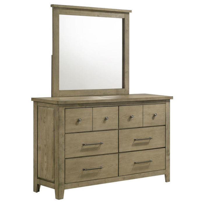 Hazlewood - 6-Drawer Bedroom Dresser With Mirror - Vineyard Oak - Simple Home Plus