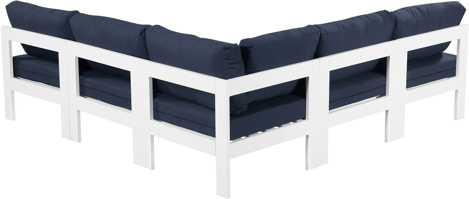 Nizuc - Outdoor Patio 5 Piece Modular Sectional With White Frame - Simple Home Plus